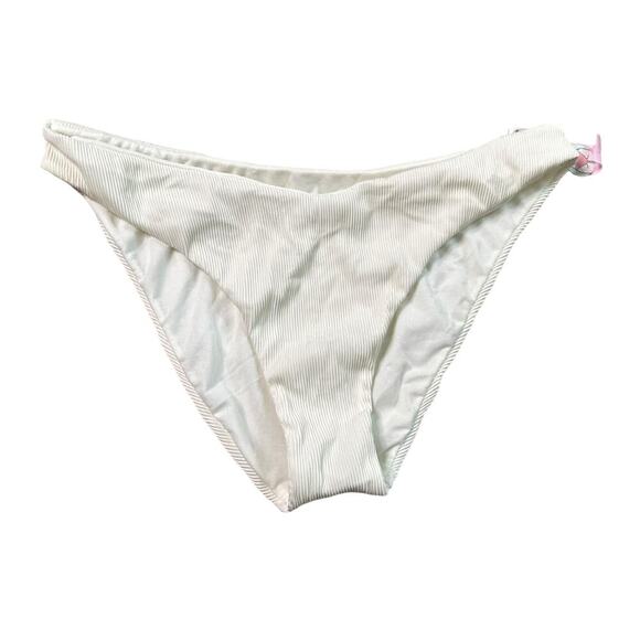 NWT ARDENE white ribbed bikini bottom Womens size large cheeky bikini​ - Picture 1 of 5